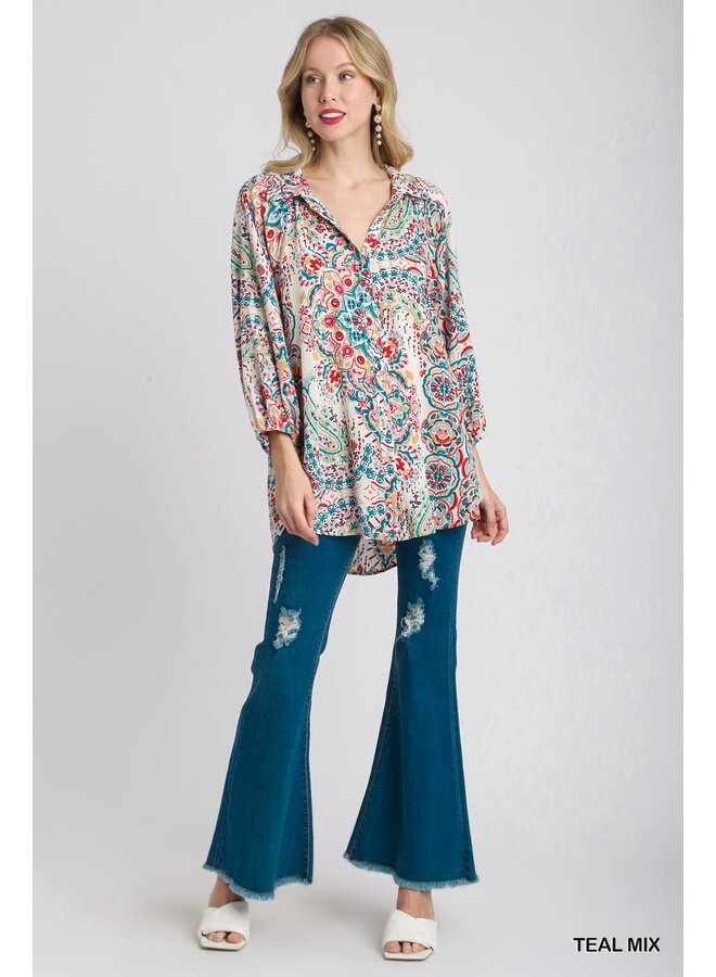 Printed Button-Up Tunic