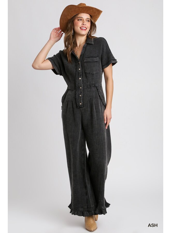 Gauze Wide Leg Jumpsuit