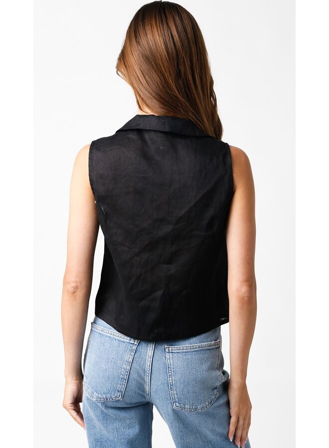 Black Linen Vest