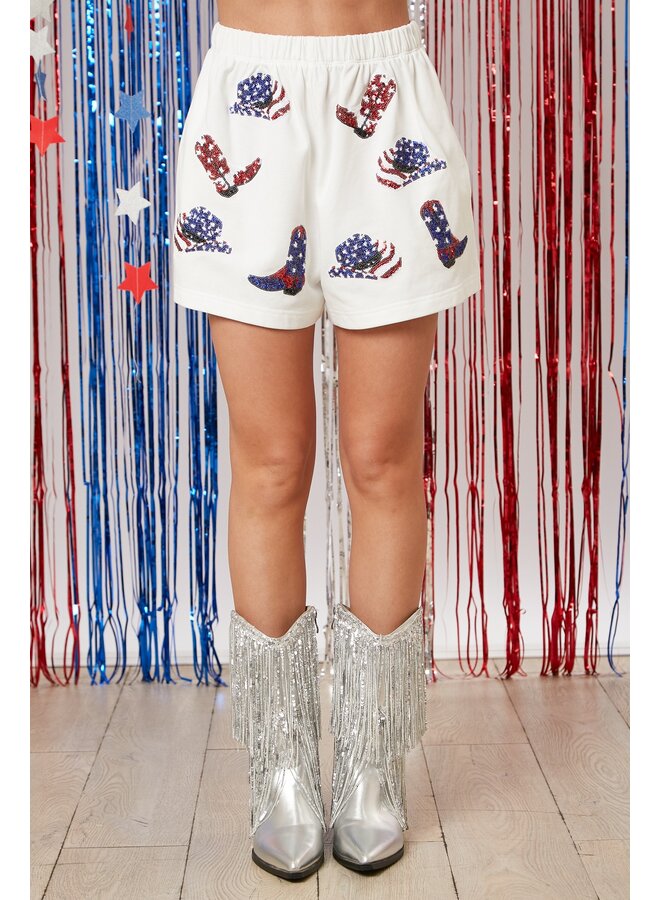 4th of July Sequin Terry Shorts