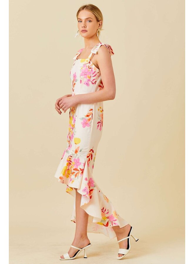 Floral High-Low Midi Dress