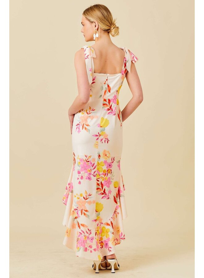 Floral High-Low Midi Dress