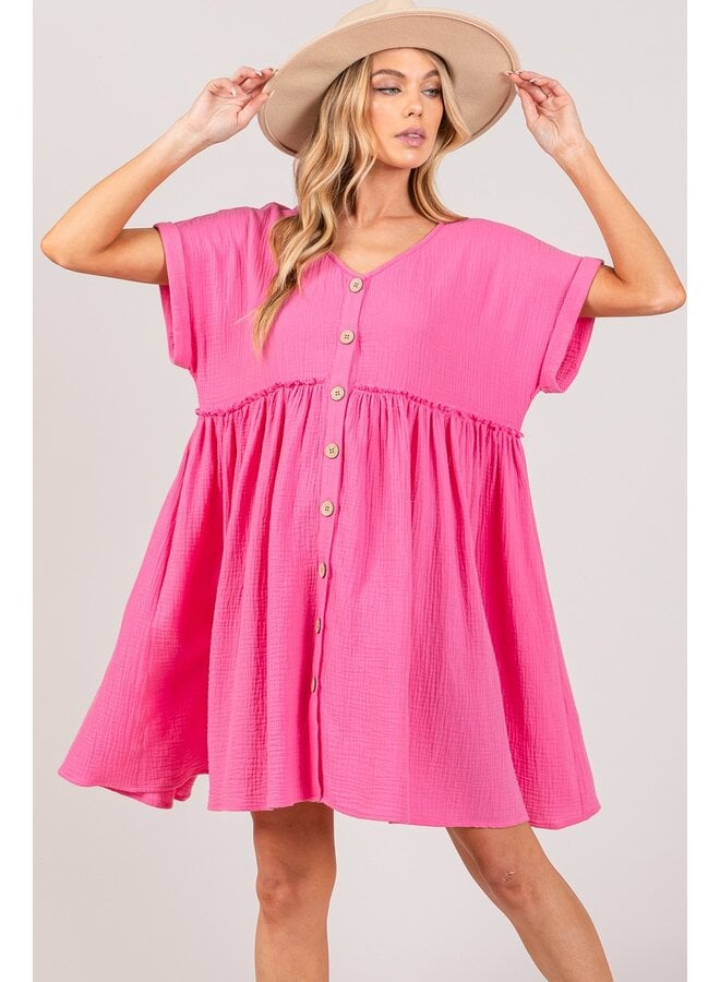 Pink Gauze Flowy Dress