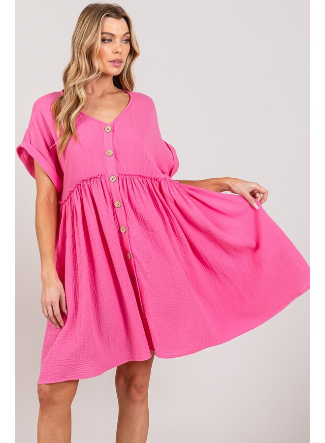 Pink Gauze Flowy Dress