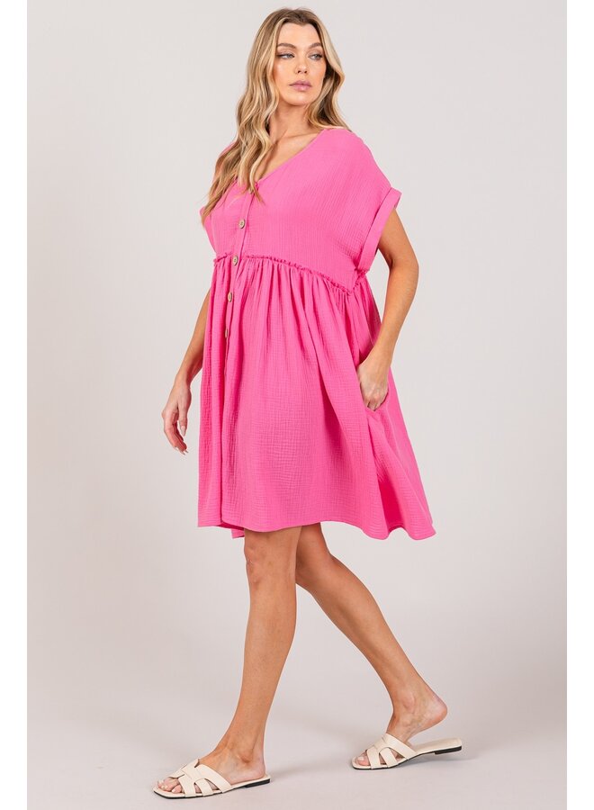 Pink Gauze Flowy Dress