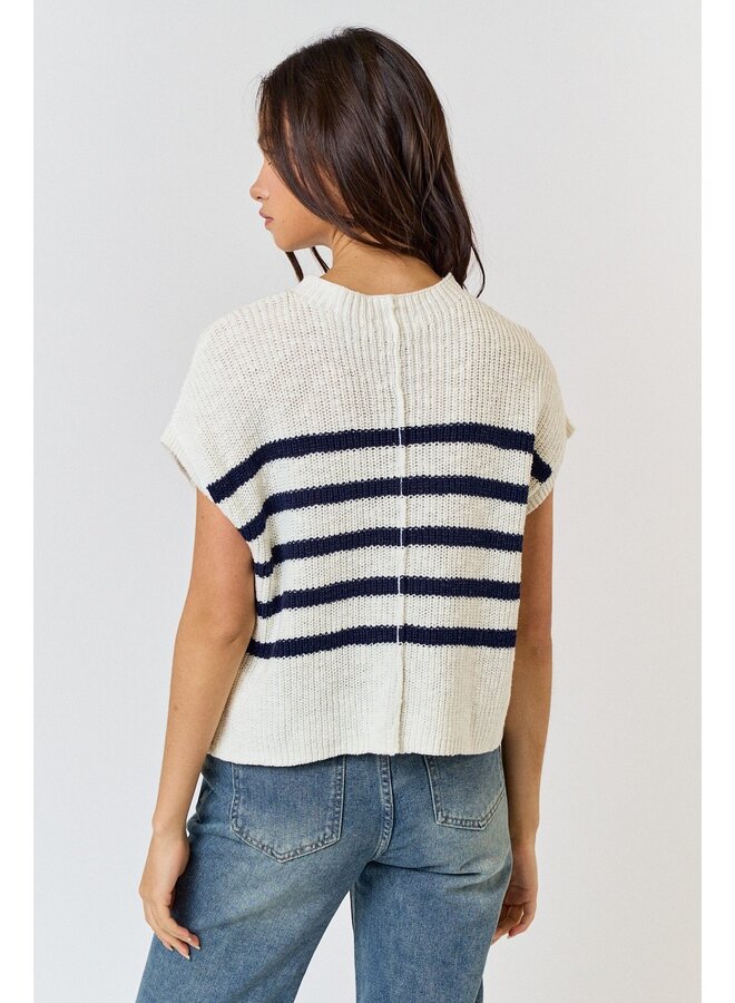 Striped Mock Neck Sweater