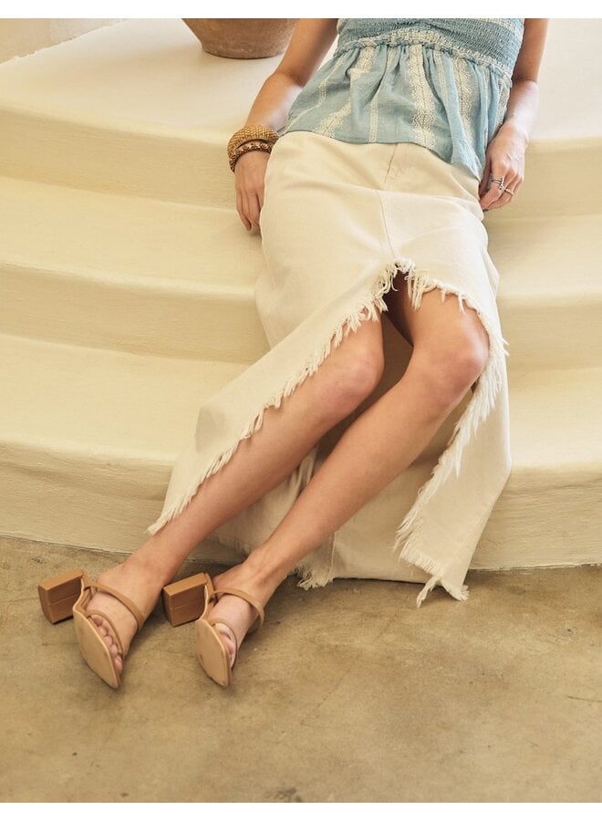 Frayed Off-Kilter Maxi Skirt