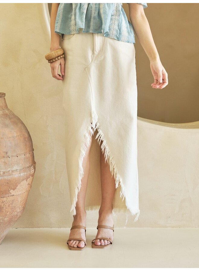 Frayed Off-Kilter Maxi Skirt