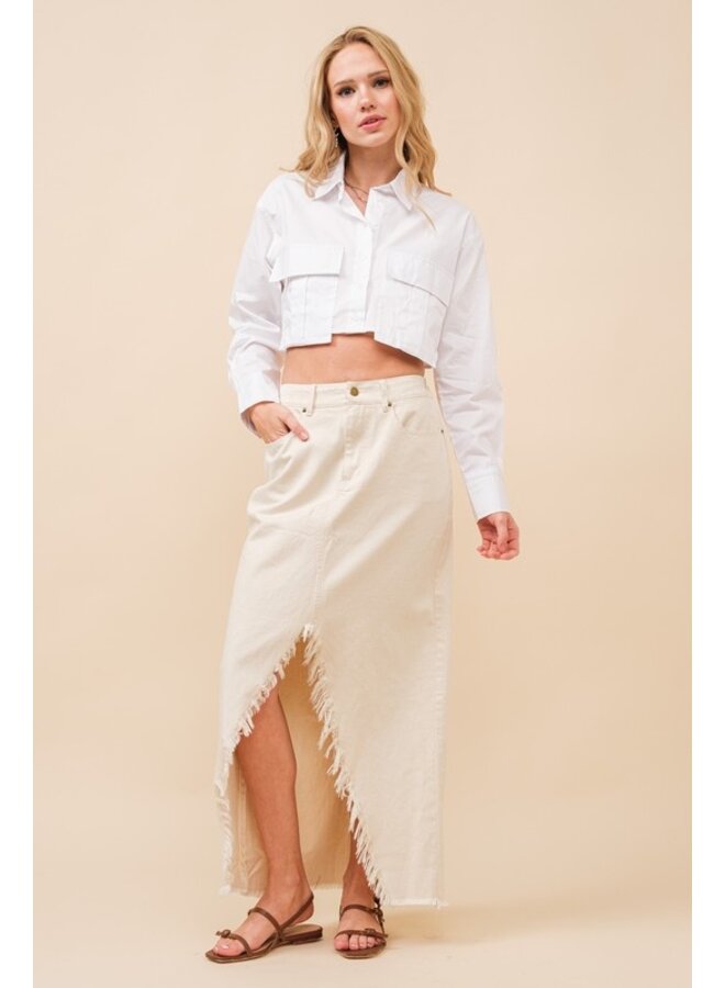 Frayed Off-Kilter Maxi Skirt