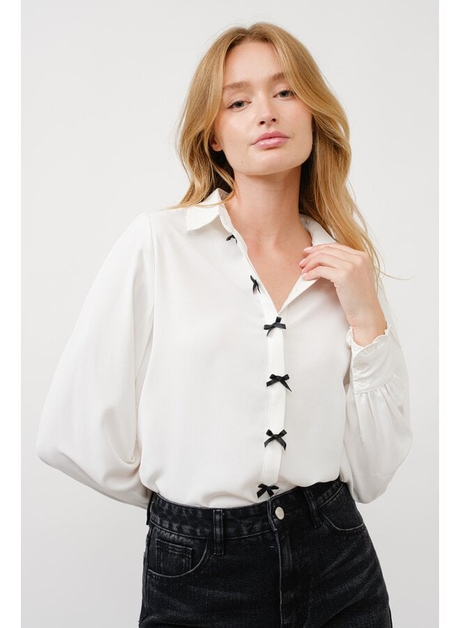 Bow Button-Up Blouse