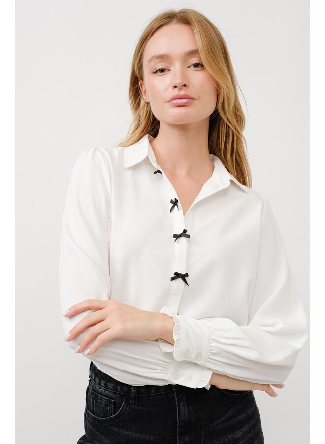 Bow Button-Up Blouse