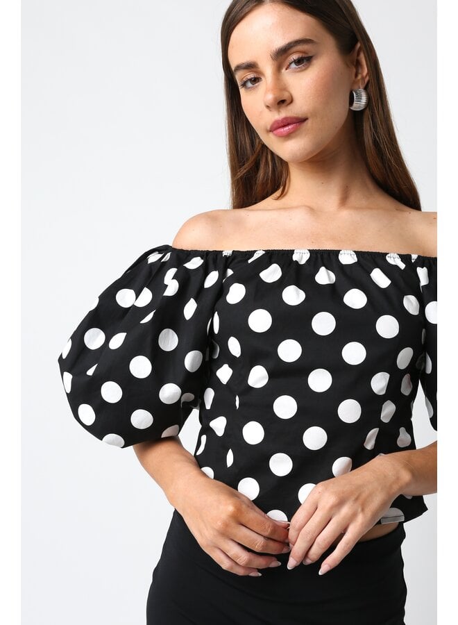 Polka Dot Off-The-Shoulder Top