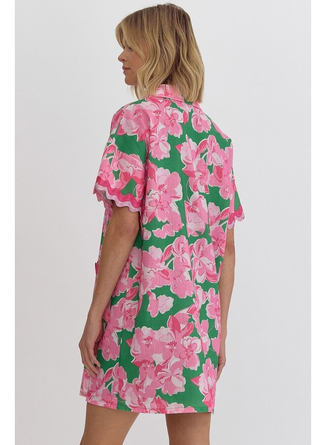 Floral Rick Rack Pocket Dress