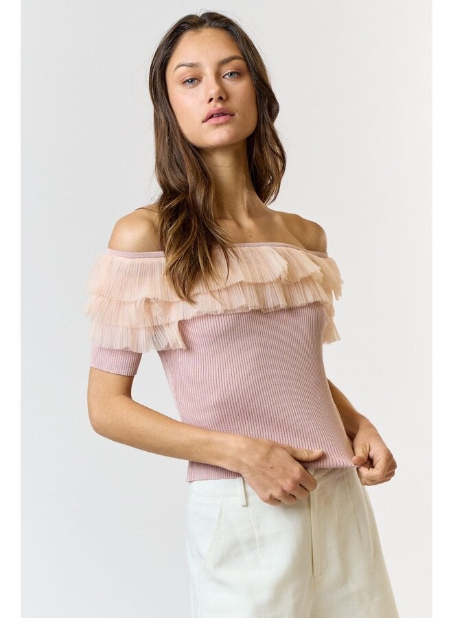 Off-The-Shoulder Tulle Top