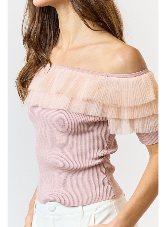 Off-The-Shoulder Tulle Top