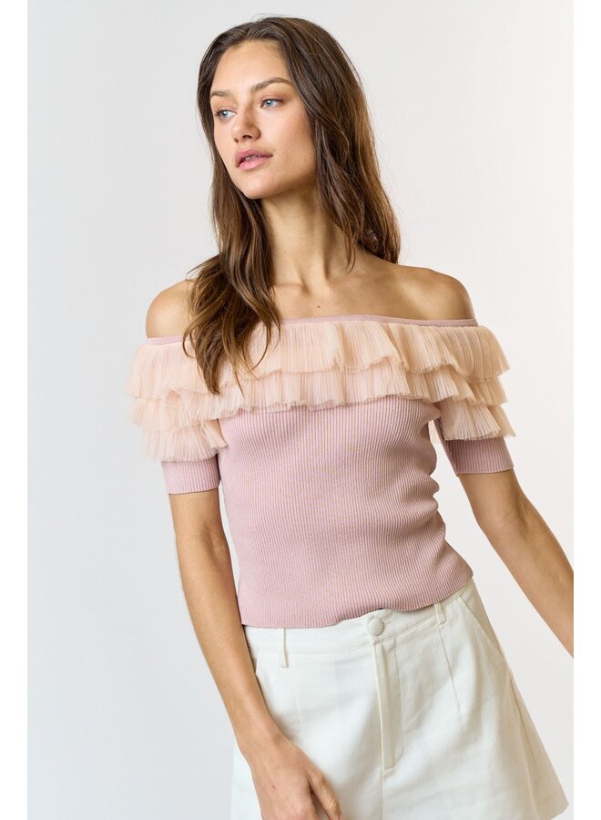 Off-The-Shoulder Tulle Top