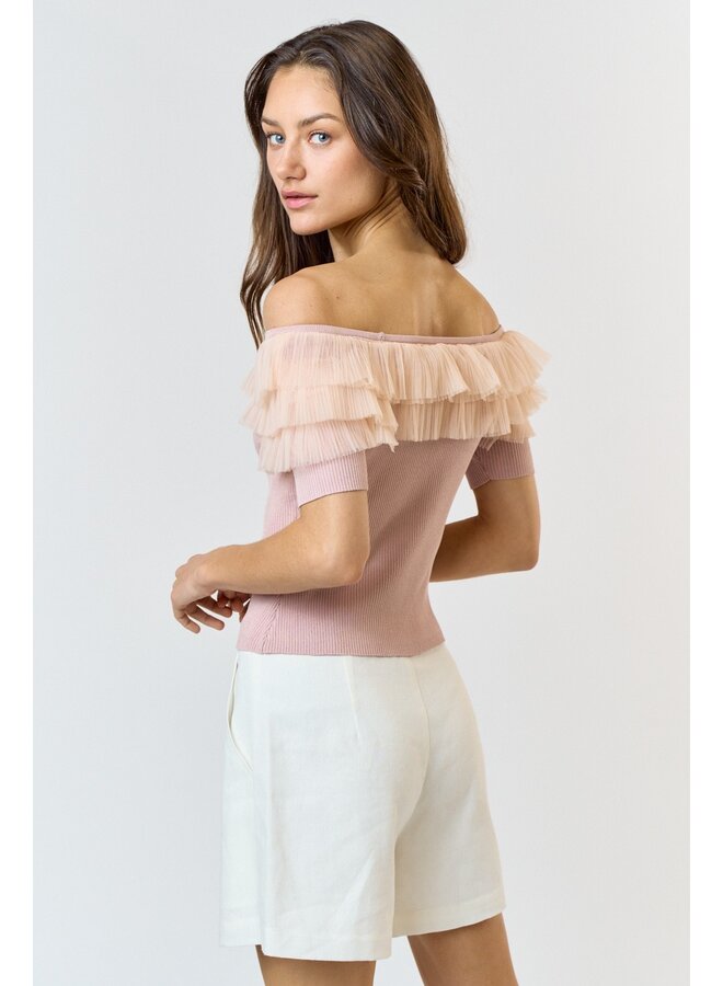 Off-The-Shoulder Tulle Top