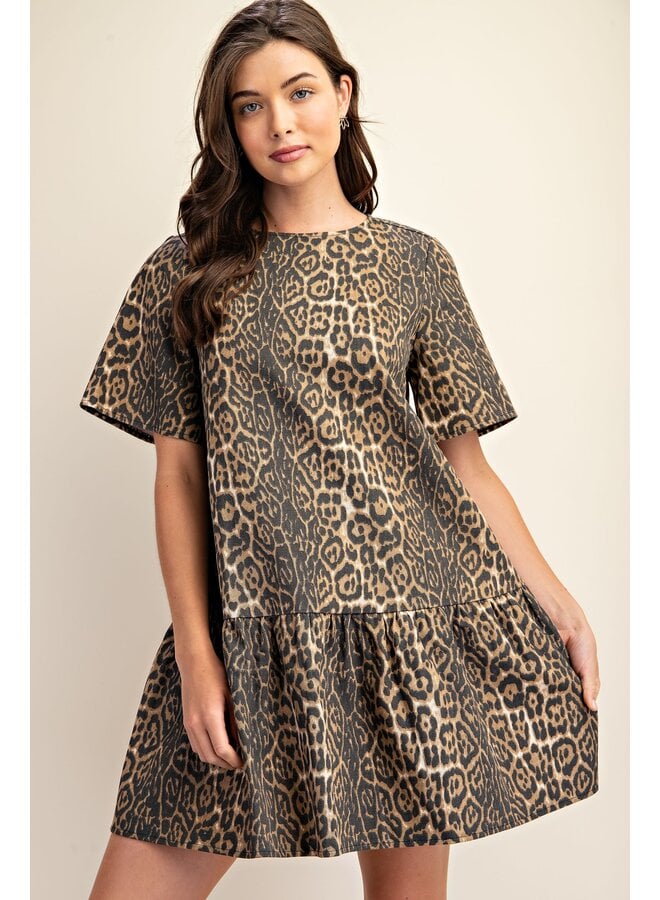 Leopard Denim Mini Dress