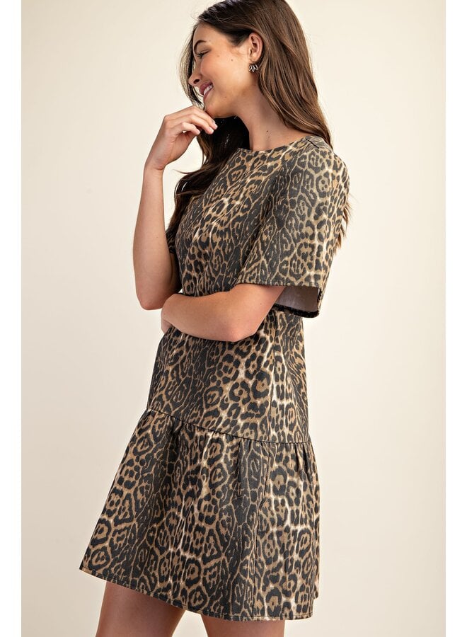 Leopard Denim Mini Dress