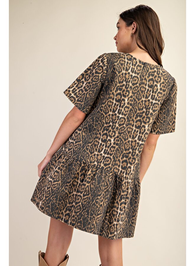 Leopard Denim Mini Dress