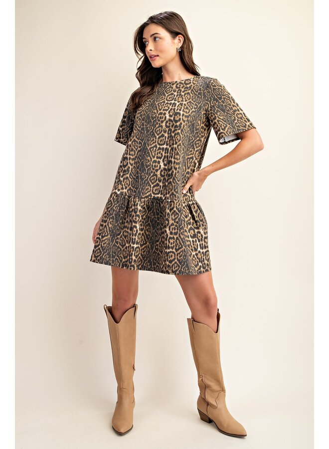 Leopard Denim Mini Dress