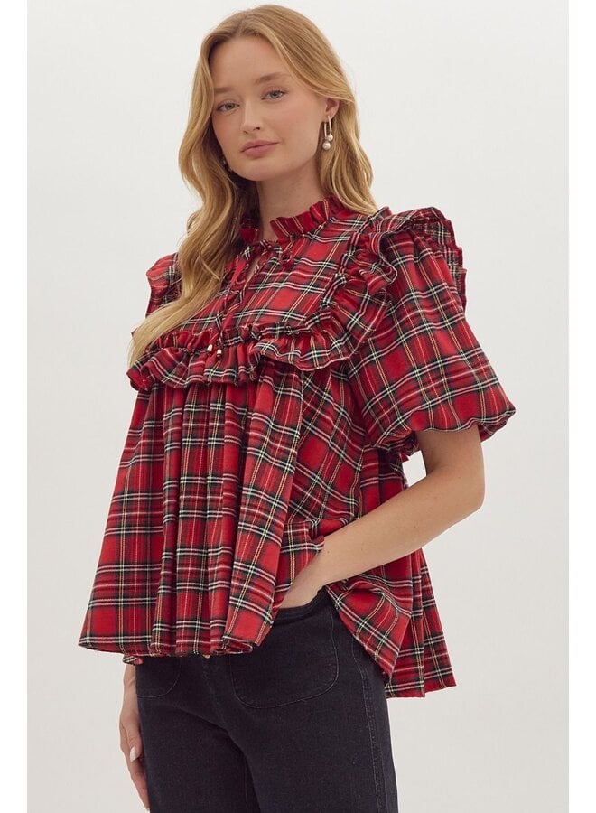 Plaid Peasant Blouse