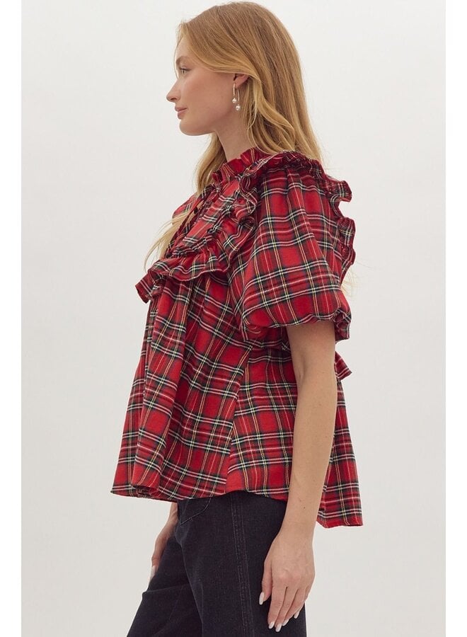 Plaid Peasant Blouse