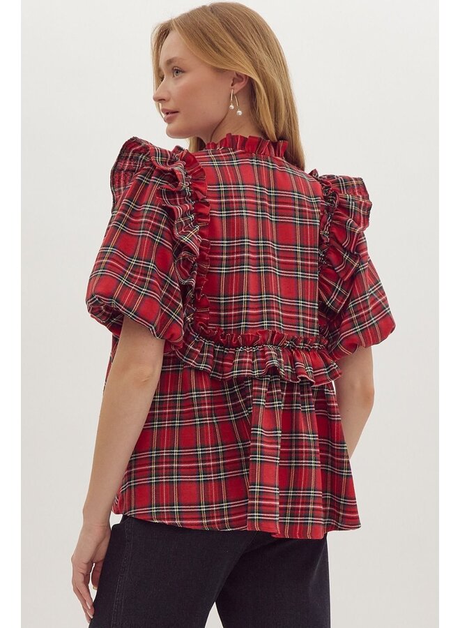 Plaid Peasant Blouse