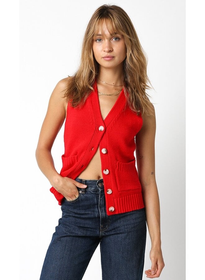 Red Button Sweater Tank