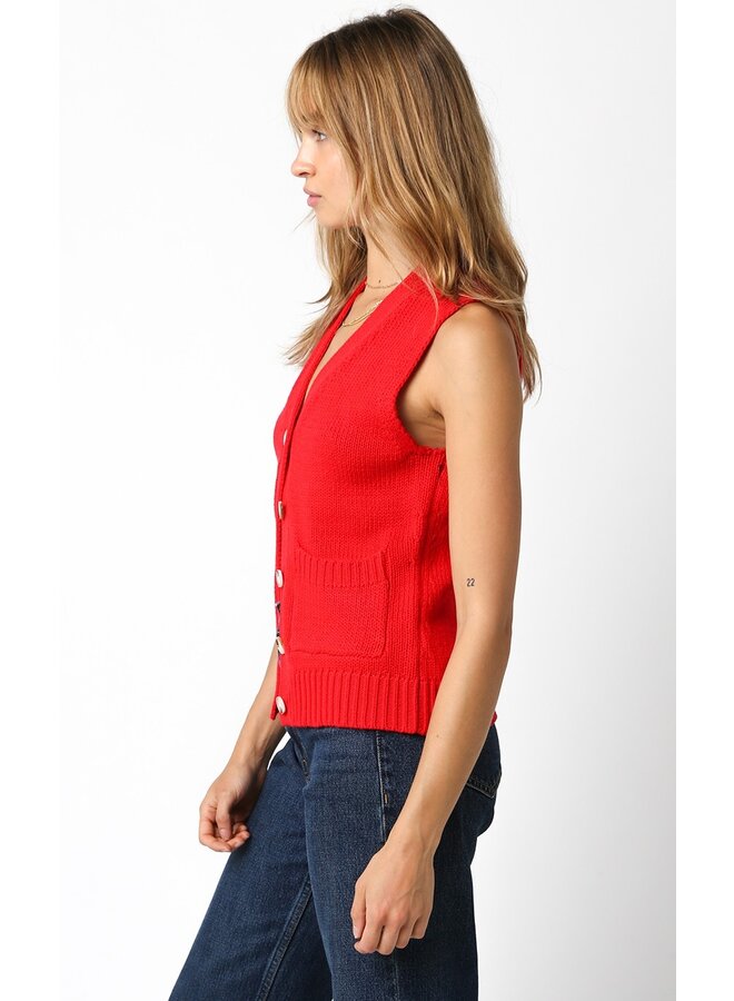 Red Button Sweater Tank