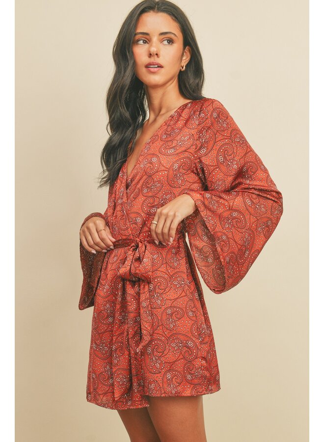 Paisley Wrap Kimono Dress