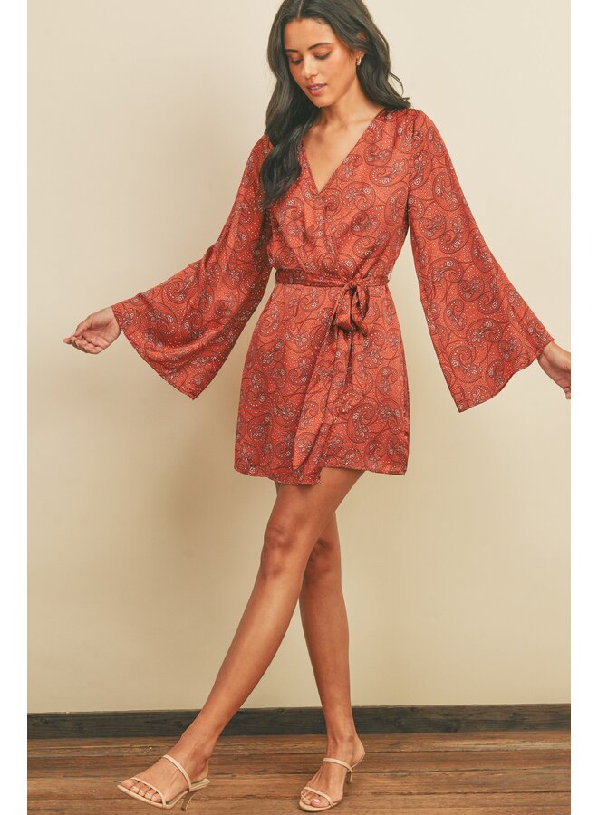 Paisley Wrap Kimono Dress