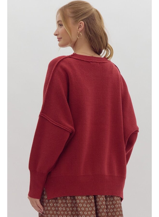 Crimson Oversized Sweater