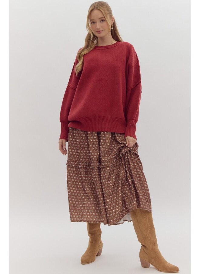 Crimson Oversized Sweater