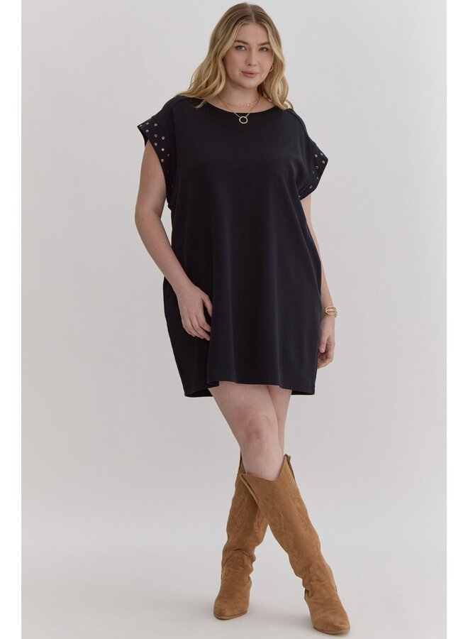 Studded Sleeve T-shirt Dress