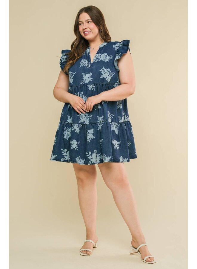 Floral Denim Mini Dress