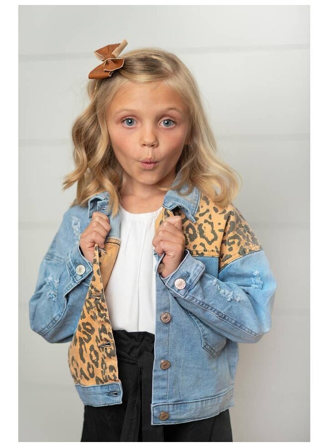 Leopard Patch Denim Jacket