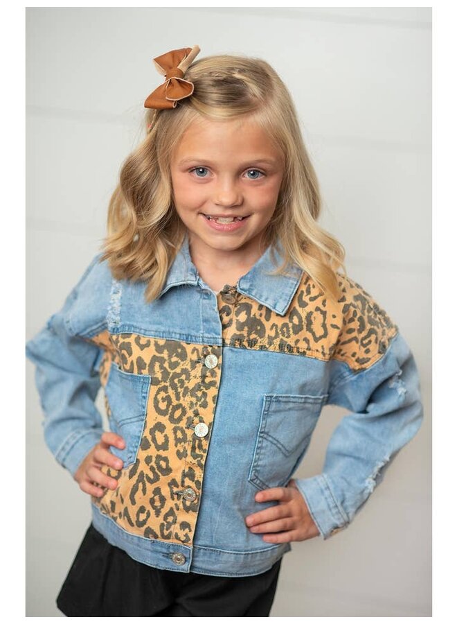 Leopard Patch Denim Jacket