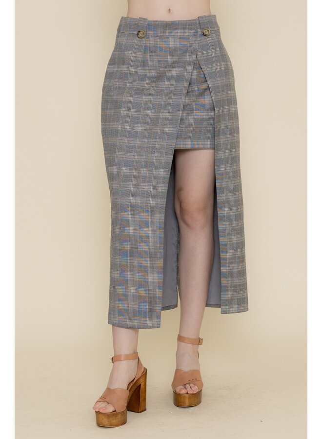 Plaid Slit Maxi Skirt