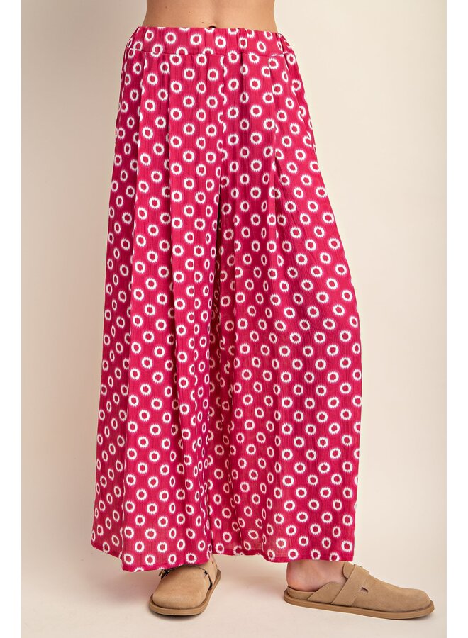 Pink Printed Wide Leg Pants