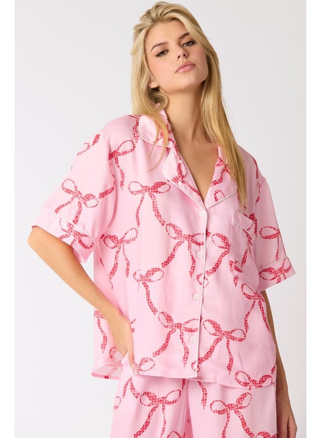 Satin Ribbon Pajama Top