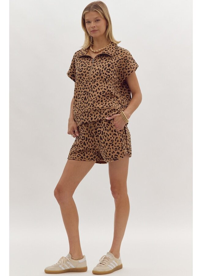 Leopard Drawstring Shorts