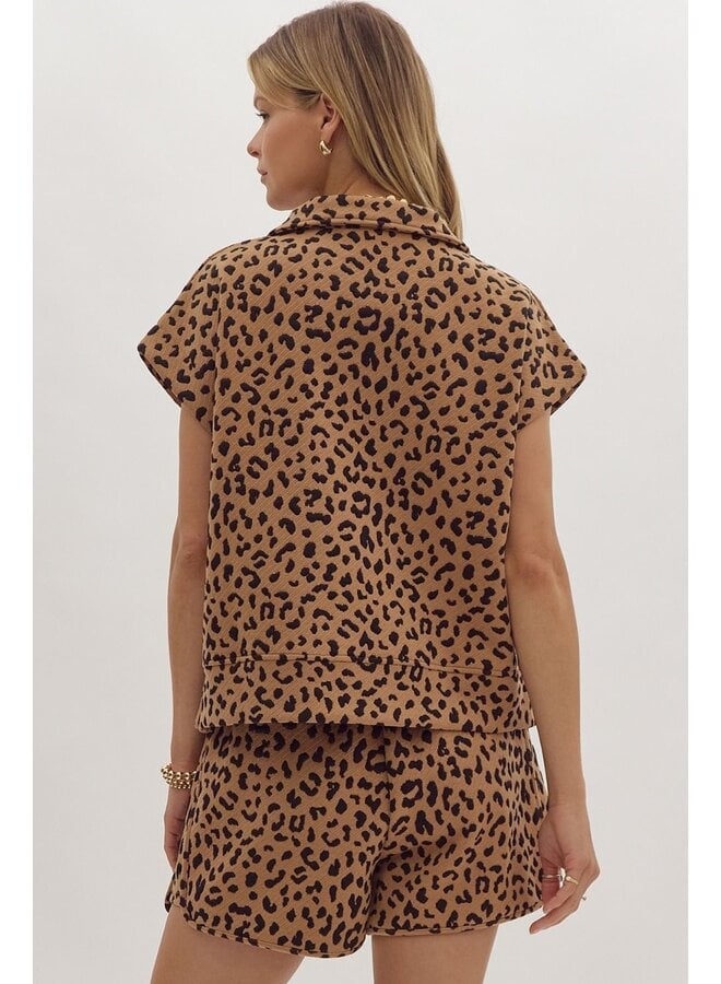 Leopard Henley Top