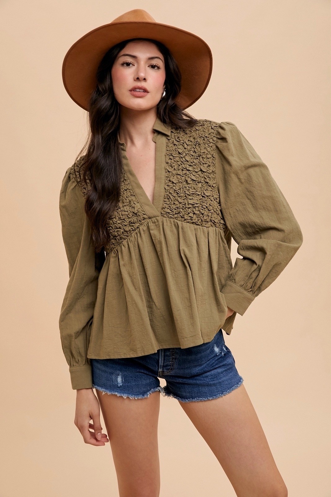 Smocked babydoll top hotsell