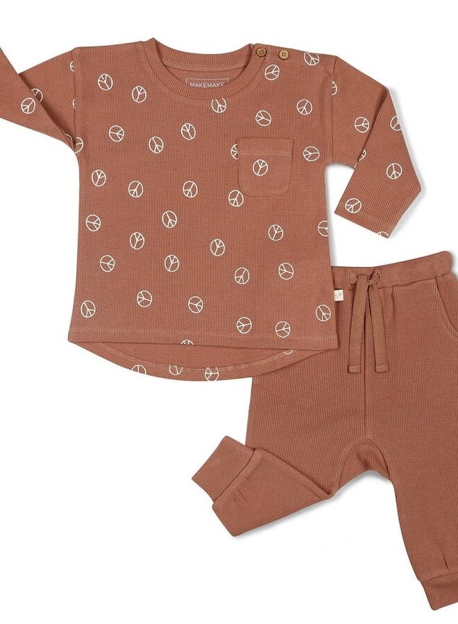 Peace Waffle Tee & Jogger Set