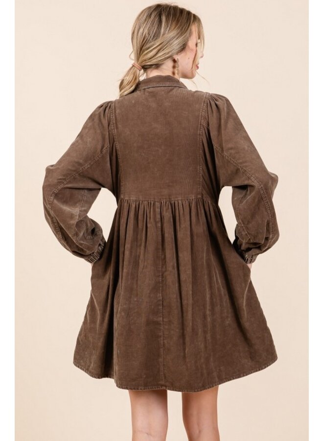 Corduroy long sleeve dress hotsell