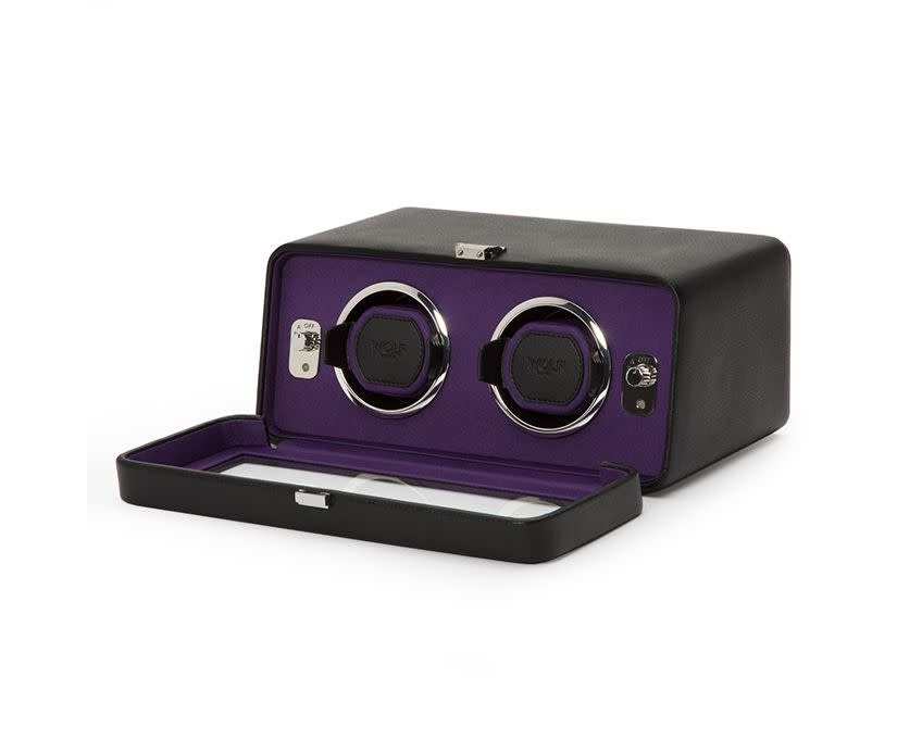 Watch Winder Windsor Double Black Purple Bedside Manor