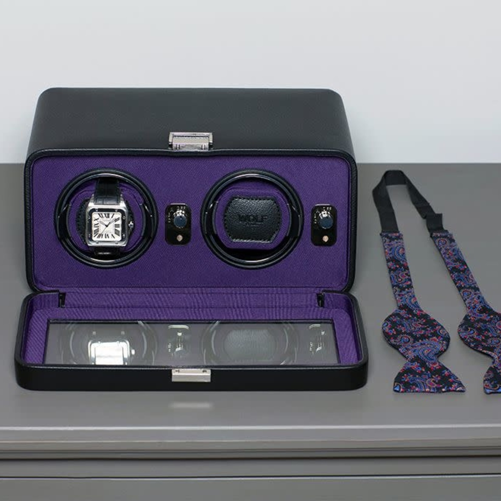 Watch Winder Windsor Double Black Purple