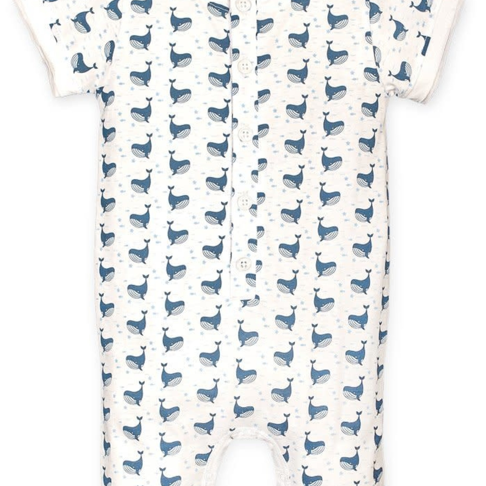 Romper Whale On White 03-6 mths