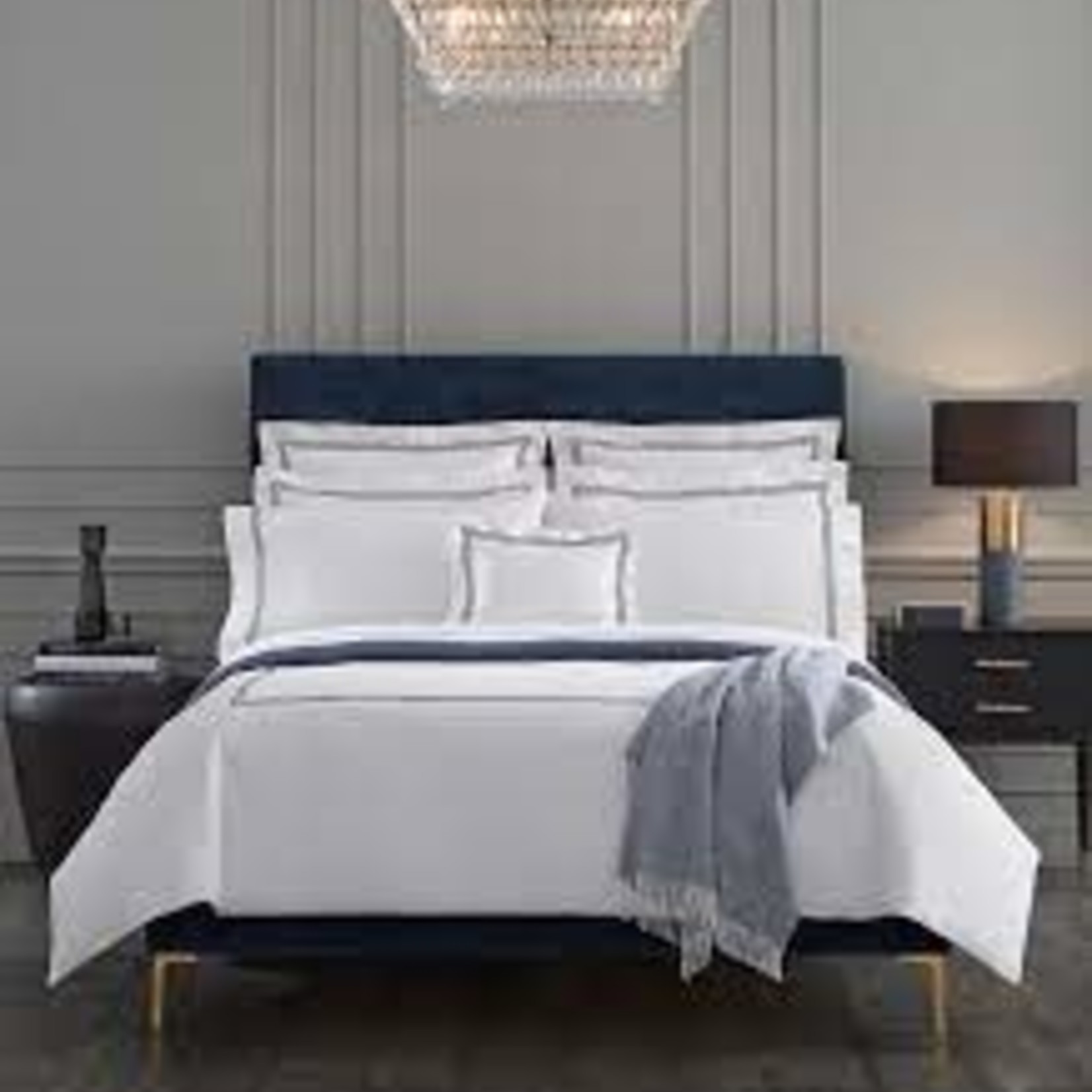 Pillowcases (pair) Sferra Grande Hotel White/Navy King (pair)